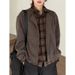Pure Brown Two-Piece Shirt For Men, Autumn Melad Color Series, College Style Jacket, Vintage Design Knitted Cardigan_viptrois.com