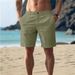 Men's Cotton Linen Breathable Casual Shorts Solid Color Button Beach Outdoor Straight Leg Summer Everyday_viptrois.com