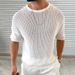 Men's Clothing Summer New Knitted T Shirt Hollow Round Neck Short Sleeve Thin Top Outdoor Men's Clothing_viptrois.com