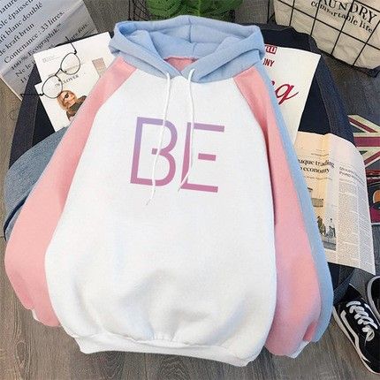 Autumn And Winter New BE Hoodie Loose Plus Size Top Color-Block Sweatshirt_viptrois.com