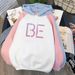 Autumn And Winter New BE Hoodie Loose Plus Size Top Color-Block Sweatshirt_viptrois.com
