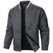 Men's New Zipper Stand-up Neck Sweater Jacket Men's Casual Plaid Cardigan Sweater_viptrois.com