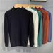 Men's Clothing Autumn and winter new style men's half turtleneck sweater slim fit long sleeve pullover mid neck solid color sweater bottoming shirt_viptrois.com