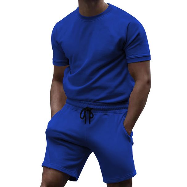 Men's Clothing short sleeve sports casual patchwork round neck fitness suit men's t-shirt_viptrois.com