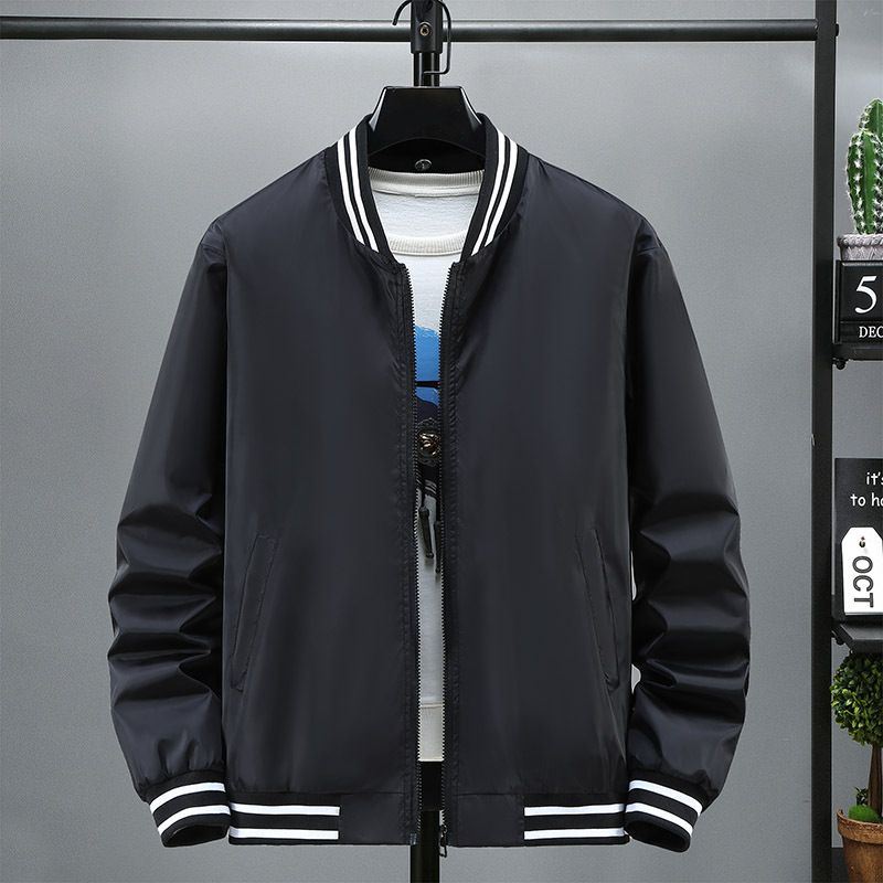 Men's Korean Style Stand Collar Jacket – Trendy Lightweight Coat | Black/Grey/Blue | Plus Size M-5XL | Urban Casual & Workwear_viptrois.com