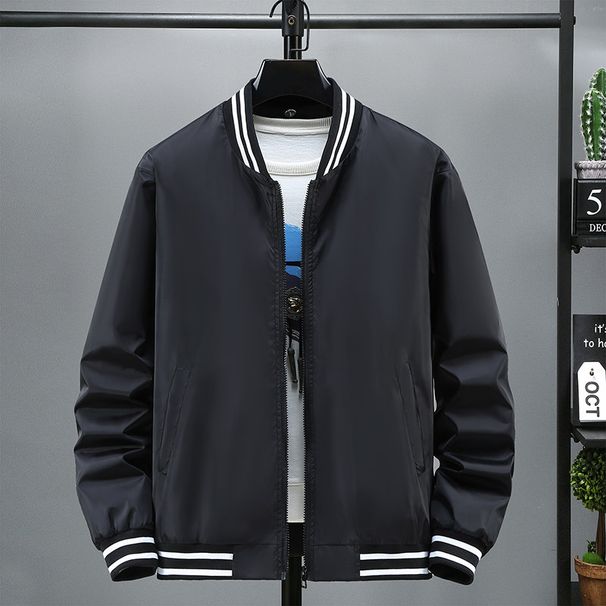 Men's Korean Style Stand Collar Jacket – Trendy Lightweight Coat | Black/Grey/Blue | Plus Size M-5XL | Urban Casual & Workwear_viptrois.com