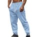 Men's Clothing Retro Casual Sports Solid Color Jacquard Drawstring Trousers_viptrois.com