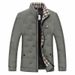 Men's Clothing Winter men's short Silk cotton jacket for middle aged and young people, stand up collar white duck Silk cotton casual warm slim jacket for men_viptrois.com