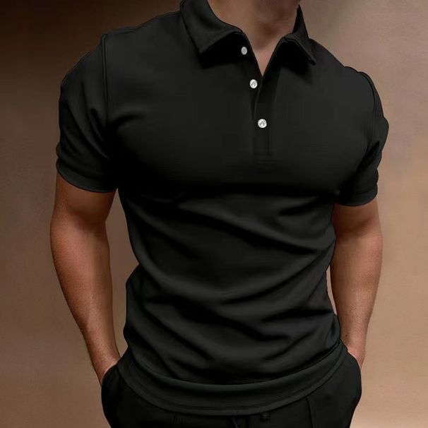 Summer New Men's Polo Shirt Short Sleeve Button T-Shirt Top_viptrois.com