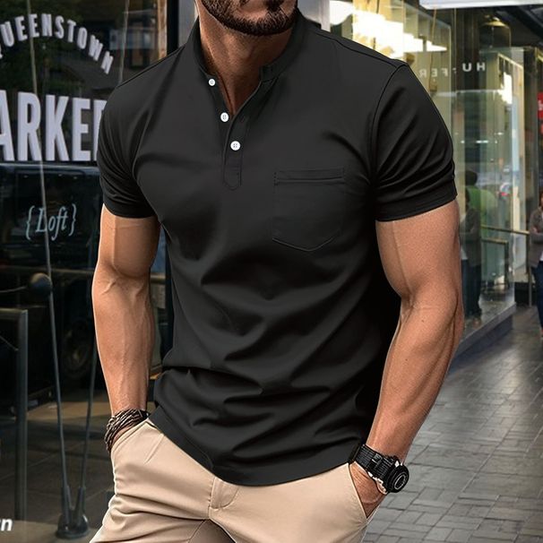 Men's New Lapel POLO Shirt Fashion Large Size Twill Cotton Men's T-shirt Tops_viptrois.com