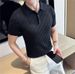 Men's Summer New Arrival Short Sleeve Polo Shirt Thin Ice Silk Collared Plaid Stretch Cotton T-Shirt_viptrois.com