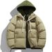 Men's Thickened Colorblock Hooded Puffer Jacket – Oversized Unisex Winter Coat With Faux Layered Design, Polyester Fill For Extreme Warmth_viptrois.com