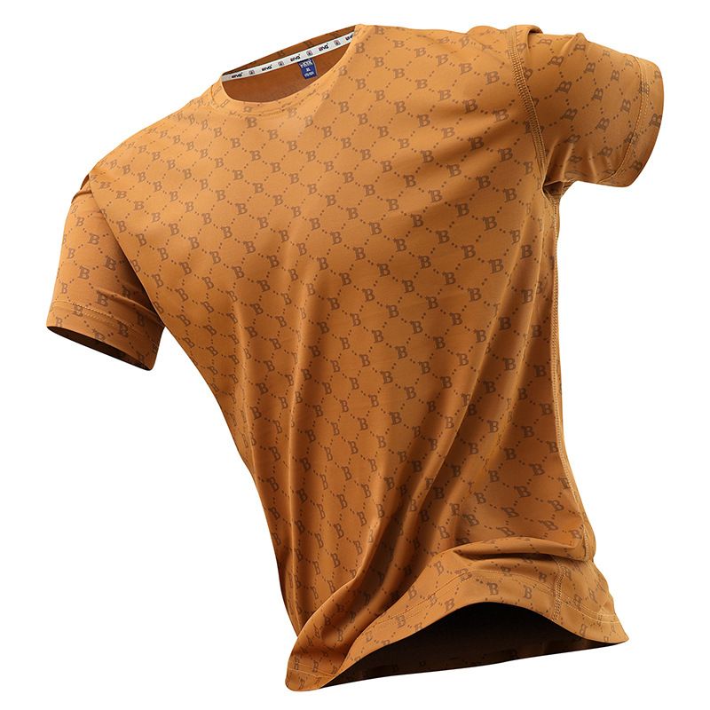 Men's Sports Short-Sleeved T-Shirt Thin Quick-Drying Clothes Men's Loose Plus Size Ice Silk Top Fitness Half-Sleeve_viptrois.com