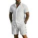 Men's Short Sleeve Shirt & Shorts Set - Lightweight Summer Beach Outfit For Casual & Vacation Wear (White, Black, Sky Blue, Pink)_viptrois.com