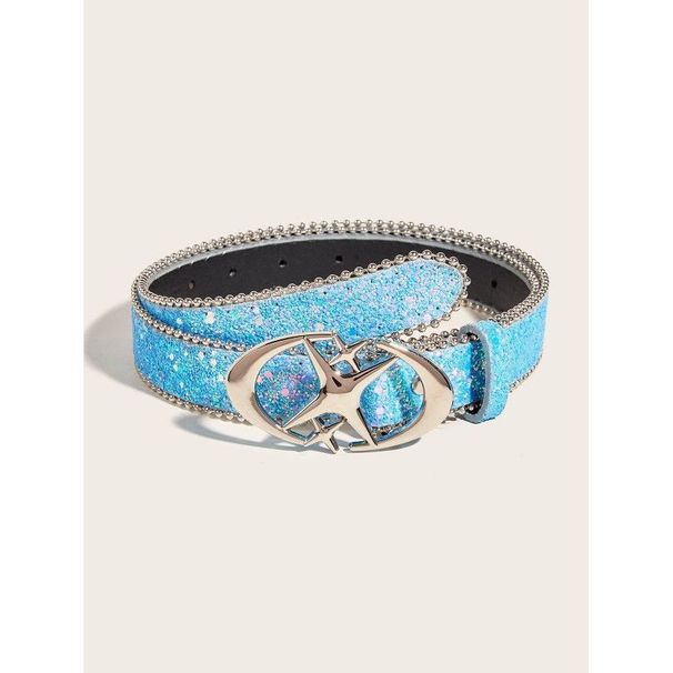 Button for women's Instagram style silver belt decoration, fashionable and personalized sequin jeans with versatile_viptrois.com