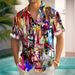 Men's Clothing Tropical Print Short Sleeve Shirt - Breathable Hawaiian Style Shirt With Relaxed Fit & Digital Art_viptrois.com