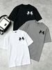 100% Cotton Men's 3-Pack T-shirts Twin Horses Monogram Print Crew Neck Short Sleeve Casual Tops In Black White Gray_viptrois.com