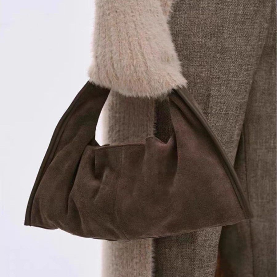 Mini Bag Suede Hobo Bag Women's New Autumn And Winter Loose Feeling Niche Designer Retro Hand Held Dumpling Bag_viptrois.com