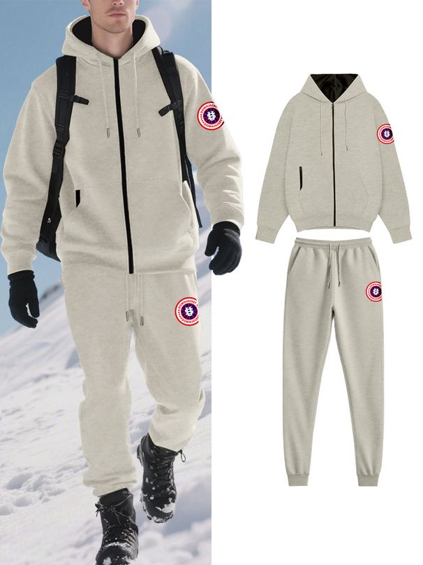 Men's Clothing Men's Clothing Solid Color Arm Patch US Map Hooded Sports Fleece Cardigan Sweatshirt Jacket Fleece Lined Trousers Set_viptrois.com