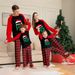 Christmas Santa hat alphabet plaid Christmas family suit printed home clothes pajamas_viptrois.com