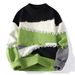 2026 Fashion Knitwear Pullovers Men Acrylic Round Collar Jacquard Splicing Long Sleeve Casual Thick Sweater_viptrois.com