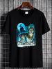 Wolf Moon Silhouette T-shirt Top For Everyday Wear Summer Comfortable Breathable Versatile Homme Soft Unisex Stylish Stretched Graphic Streetwear_viptrois.com