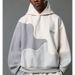 Trendy Unisex Hooded Sweatshirt With Asymmetrical Color Block Design - Retro Streetwear Pullover For Men & Women_viptrois.com
