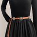 Simple black women's belt Fashion all-match leather bag buckle wide belt embellished with dress waist cover_viptrois.com