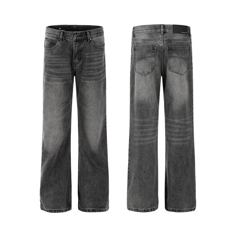 Men's Clothing Street Washed Crease Flared Jeans Hiphop Pants_viptrois.com