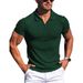2026 Summer New Style Daily Casual Polo Shirt Collarless V-neck Short Sleeve T-Shirt Men's Clothing_viptrois.com