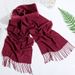 Custom Red Cashmere Gift Annual Meeting Party Versatile Solid Color Tassel Scarf For Women_viptrois.com