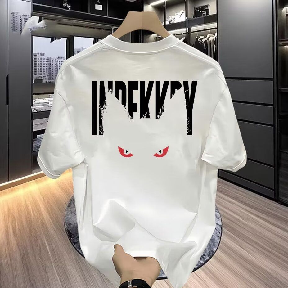 Men's Clothing Short Sleeved T Shirt Men's Summer New Heavy Cotton Loose Lazy Style Top_viptrois.com