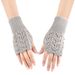 Heart-shaped Knitted Hollow Heart Design Autumn Winter Fingerless Arm Warmers Acrylic Gloves_viptrois.com