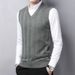 Men's Autumn And Winter New V Neck Knitted Vest Casual Pullover Solid Color Sleeveless Twisted Sweater Vest Bottoming Shirt_viptrois.com
