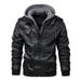 Men's Clothing Imitation Leather Jacket With Hood PU Leather Hooded Jacket – Punk-Inspired Biker Style Coat For Fall & Winter (Grey, Brown, Black)_viptrois.com