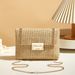Women's Bags Fashion Messenger Bag Style Trendy Straw Women's Bag Lock Closure Simple Small Square Bag_viptrois.com