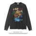 New Design American Hip Hop Street Hand-painted Black Child Print Long-sleeved T-shirt Round Neck_viptrois.com