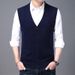 Men's Wool Blend V-Neck Sleeveless Sweater Vest - Plaid & Camouflage Pattern, Slim Fit, Casual Pullover For Autumn_viptrois.com