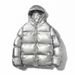 Men's Solid Color Shiny Cotton Coat Trend Reflective Loose Zipper Hooded Thickened Cotton Coat_viptrois.com