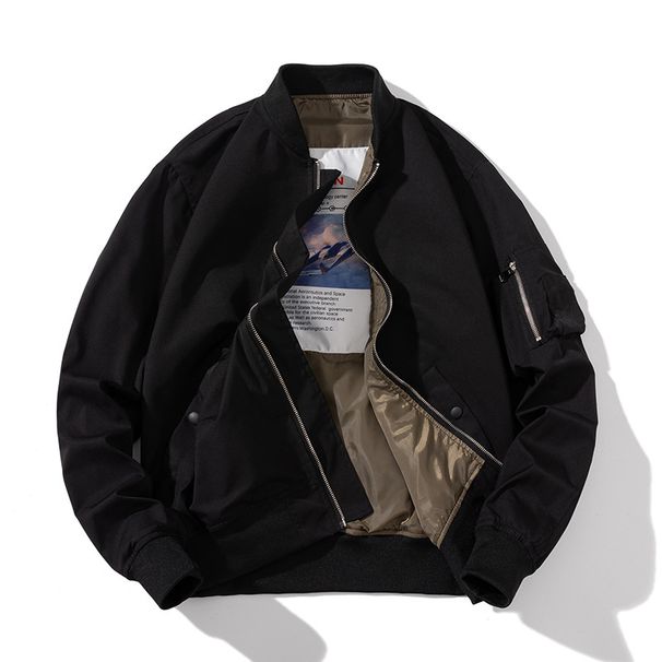 Men's Clothing Japanese Simple Couple Baseball Cotton Jacket Men's And Women's Gray Workwear Pilot Jacket Plus Cotton Thickening Autumn And Winter_viptrois.com