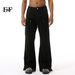 Men's Clothing High Street Raw Edge Side Zipper Design Slightly Flared Wide Leg Jeans_viptrois.com