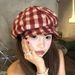 New Plaid Beret For Women, Autumn And Winter, Face-Slimming Cloud Artistic Versatile Octagonal Hat, Newsboy Painter Hat_viptrois.com