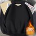 Men’s Fleece Crew Neck Sweatshirt – Thickened Winter Pullover, Plus Size (Black/Greyish, M-5XL)_viptrois.com