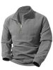 Men's Half-Zip Fleece Pullover Hoodie - Winter Stand Collar Loose Fit Retro Sportswear Long Sleeve Sweatshirt_viptrois.com