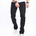 Trendy Tight Fitting Micro Flared Denim Pants For Men's Commuting, Small Horn Solid Color Jeans_viptrois.com