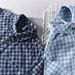 Summer men's fashion plaid short-sleeved denim shirt comfortable youth handsome casual all-match cotton shirt 8859_viptrois.com