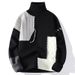 Turtleneck Sweater For Men, Winter Thickened, Youth Student Korean Style Slim Fit Inner Layer, Color Block Knitted Base_viptrois.com