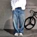 Men's Clothing 2025 Spring New Style Street Heavy Washed Ripped Jeans Men's Design Collection Bright Line Stitching Bag Pants_viptrois.com