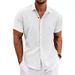 2025 Men's Linen Short-sleeved T-shirt, Loose Sweatshirt, Pure Color Cotton And Linen Shirt_viptrois.com