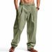Four Seasons Men's Loose Linen Casual, Simple And Trendy Wide-leg Beach Sports Pants For Men_viptrois.com